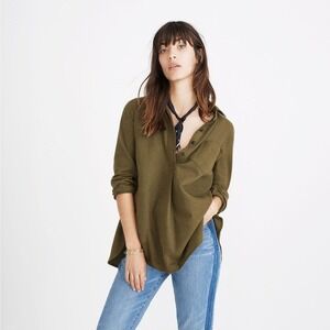 Madewell Flannel Classic Ex Boyfriend Button Back‎ Shirt Loden Green Medium NWT